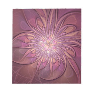 Abstrakte moderne florale fraktale Kunst Beerfarbe Notizblock