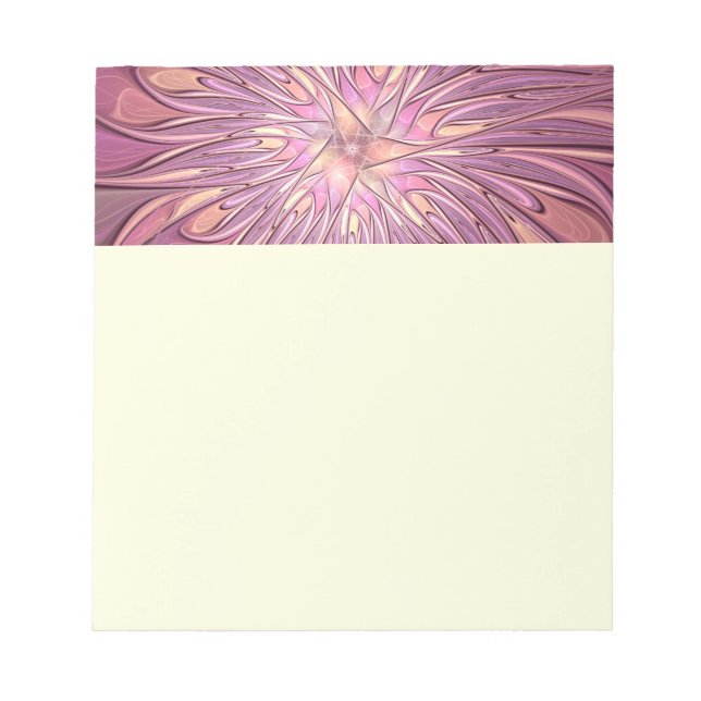 Abstrakte moderne florale fraktale Kunst Beerfarbe Notizblock (Vorderseite)