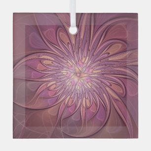Abstrakte moderne florale fraktale Kunst Beerfarbe Ornament Aus Glas