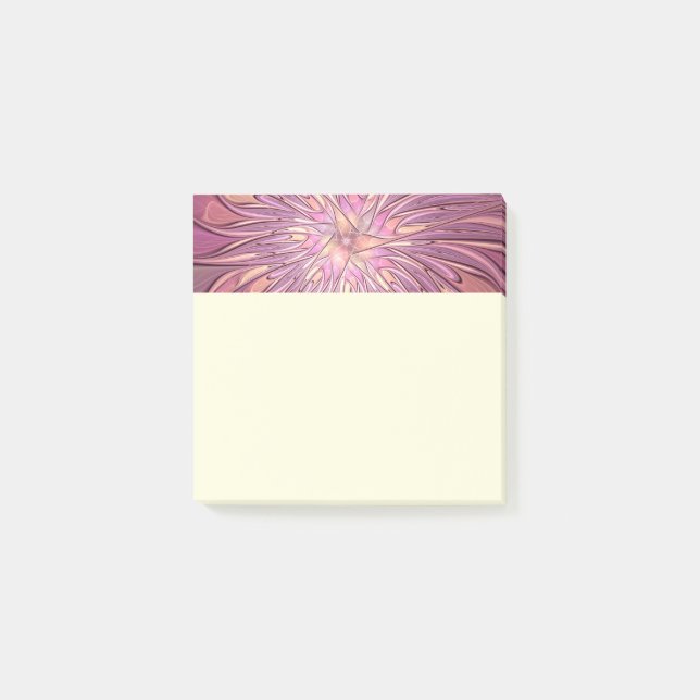 Abstrakte moderne florale fraktale Kunst Beerfarbe Post-it Klebezettel (Vorderseite)