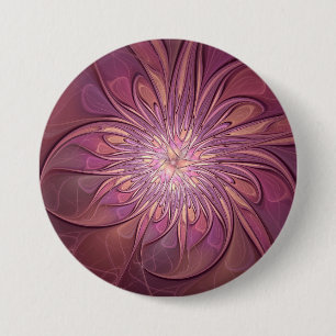 Abstrakte moderne florale fraktale Kunst Beeriefar Button