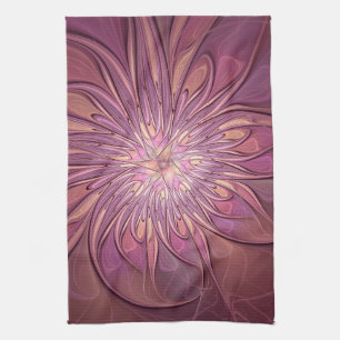 Abstrakte moderne florale fraktale Kunst Beeriefar Geschirrtuch
