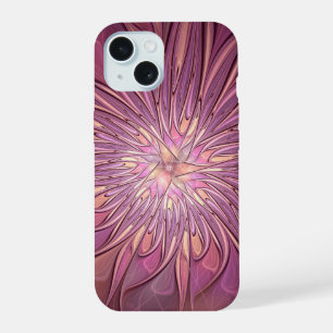 Abstrakte moderne florale fraktale Kunst Beeriefar iPhone 15 Hülle