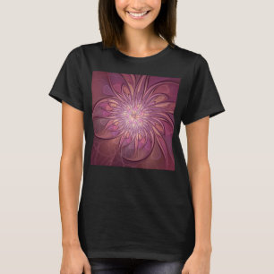 Abstrakte moderne florale fraktale Kunst Beeriefar T-Shirt