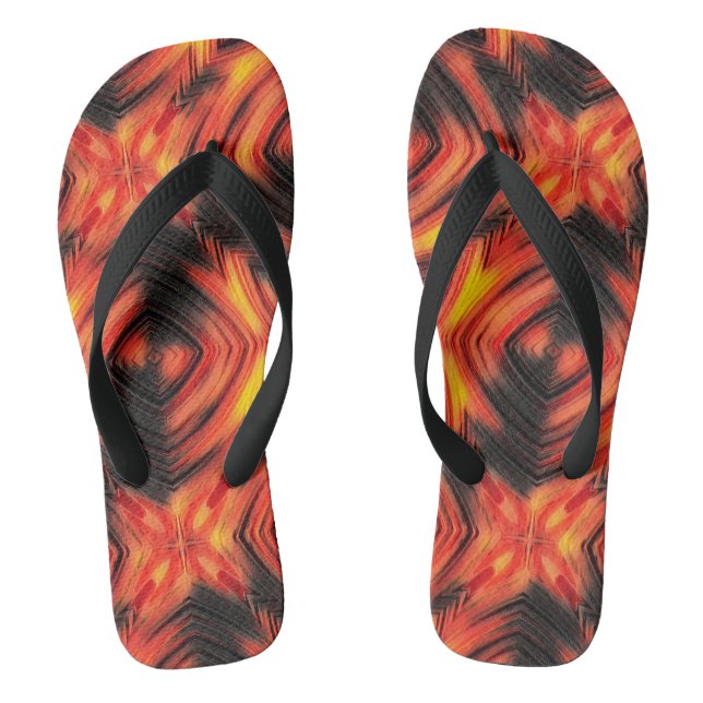 Abstrakte moderne flüssige, flüssige Wellen braun Flip Flops (Fußbett)