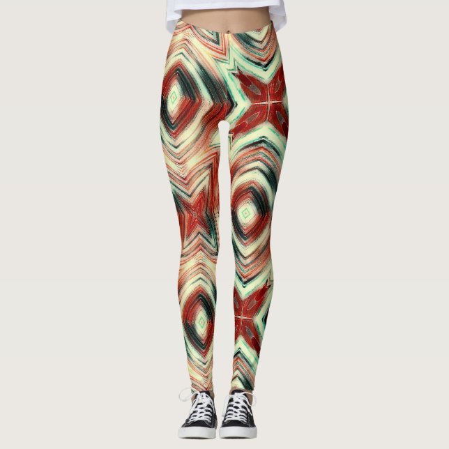Abstrakte moderne flüssige, flüssige Wellen braun Leggings (Vorderseite)