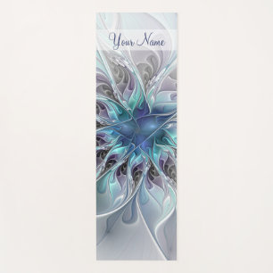 Abstrakte moderne Fraktal Blume Blauer Name geblüh Yogamatte