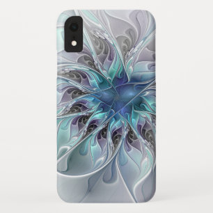 Abstrakte moderne Fraktal-Blume mit Blau geblüht Case-Mate iPhone Hülle