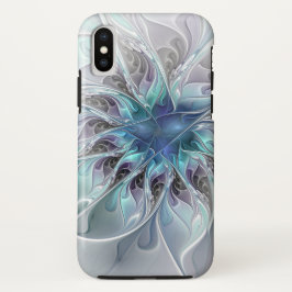 Abstrakte moderne Fraktal-Blume mit Blau geblüht Case-Mate iPhone Hülle