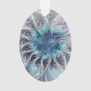 Abstrakte moderne Fraktal-Blume mit Blau geblüht Ornament
