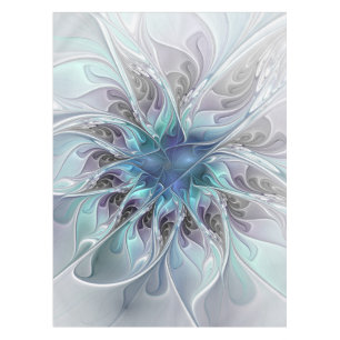 Abstrakte moderne Fraktal-Blume mit Blau geblüht Tischdecke
