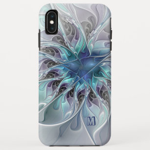 Abstrakte moderne Fraktal-Blume mit blauem Monogra Case-Mate iPhone Hülle
