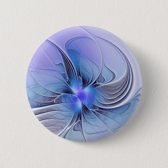 Abstrakte moderne fraktale Kunst Lavendelblau Button (Vorderseite)