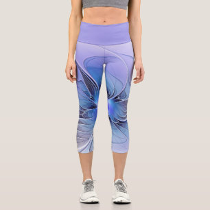 Abstrakte moderne fraktale Kunst Lavendelblau Capri Leggings