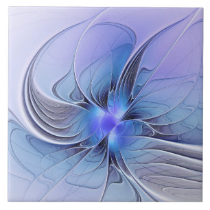Abstrakte moderne fraktale Kunst Lavendelblau Fliese