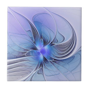 Abstrakte moderne fraktale Kunst Lavendelblau Fliese