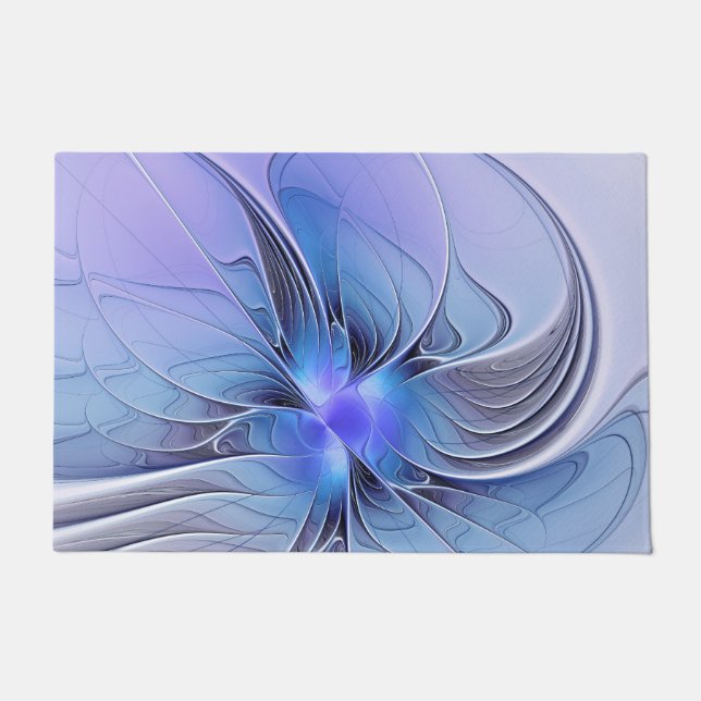 Abstrakte moderne fraktale Kunst Lavendelblau Fußmatte (Vorderseite)