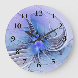 Abstrakte moderne fraktale Kunst Lavendelblau Große Wanduhr