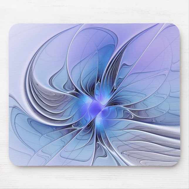 Abstrakte moderne fraktale Kunst Lavendelblau Mousepad (Vorne)