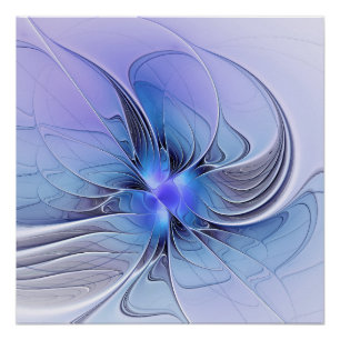 Abstrakte moderne fraktale Kunst Lavendelblau Poster