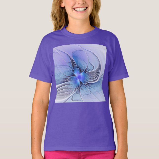 Abstrakte moderne fraktale Kunst Lavendelblau T-Shirt (Vorderseite)
