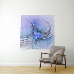 Abstrakte moderne fraktale Kunst Lavendelblau Wandteppich