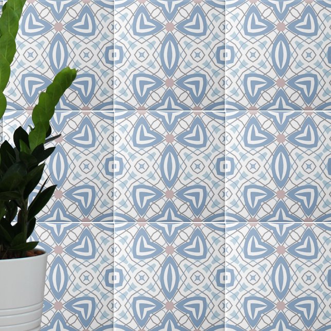 Abstrakte moderne Geometrie in Blau und Weiß Op Fliese (Von Creator hochgeladen)