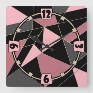 Abstrakte, moderne geometrische Dreiecke drucken g Quadratische Wanduhr