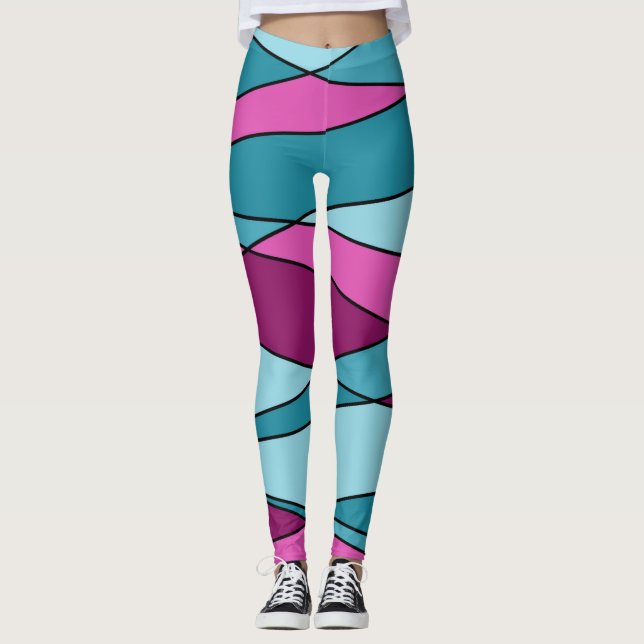 Abstrakte, moderne geometrische Formen Dreiecke ro Leggings (Vorderseite)