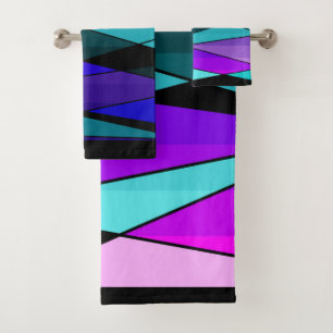 Abstrakte moderne geometrische Formen Dreiecke ros Badhandtuch Set