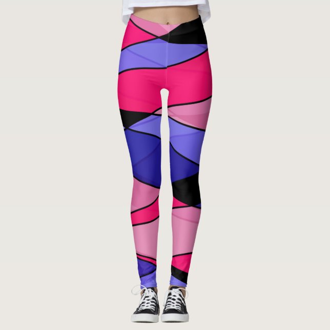 Abstrakte moderne geometrische Formen Dreiecke ros Leggings (Vorderseite)