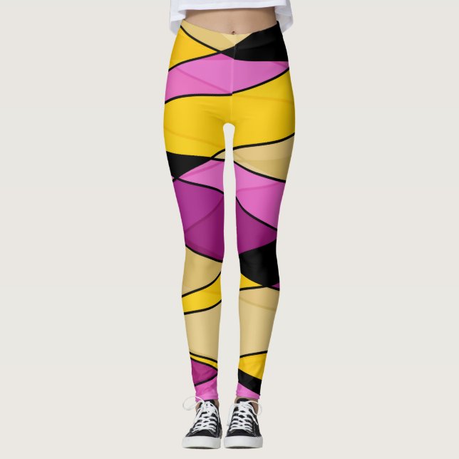 Abstrakte moderne geometrische Formen Dreiecke ros Leggings (Vorderseite)