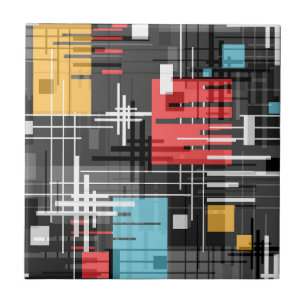 Abstrakte moderne geometrische Formen gestreift li Fliese
