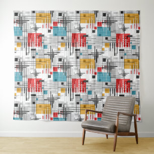 Abstrakte moderne geometrische Formen gestreift li Wandteppich