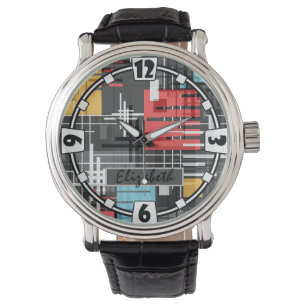 Abstrakte, moderne geometrische Formen, Streifen Armbanduhr