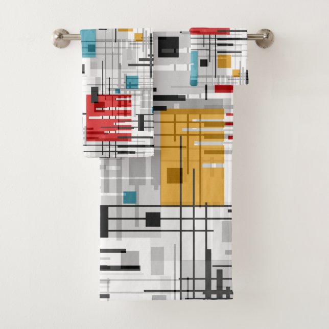 Abstrakte, moderne geometrische Formen, Streifen Badhandtuch Set (Insitu)
