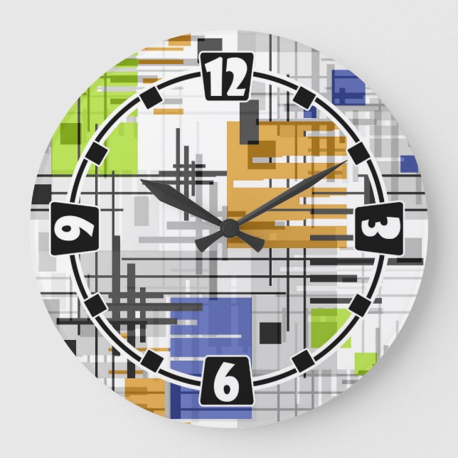 Abstrakte, moderne geometrische Formen, Streifen Große Wanduhr (Vorderseite)