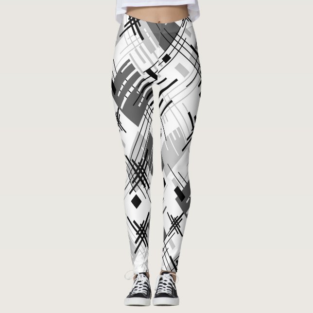 Abstrakte, moderne geometrische Formen, Streifen Leggings (Vorderseite)