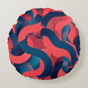 abstrakte moderne geometrische Koralle und Blau Rundes Kissen