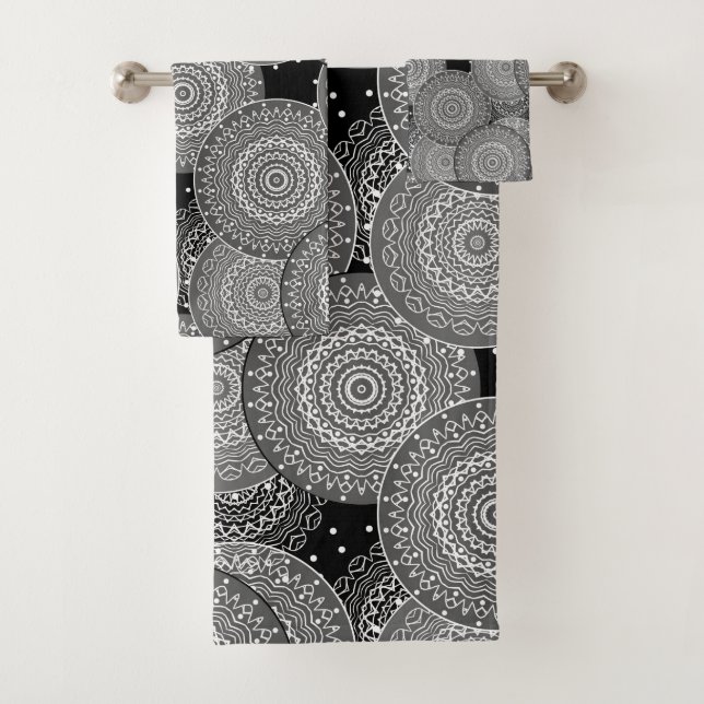 Abstrakte moderne geometrische Kreise runden Forme Badhandtuch Set (Insitu)