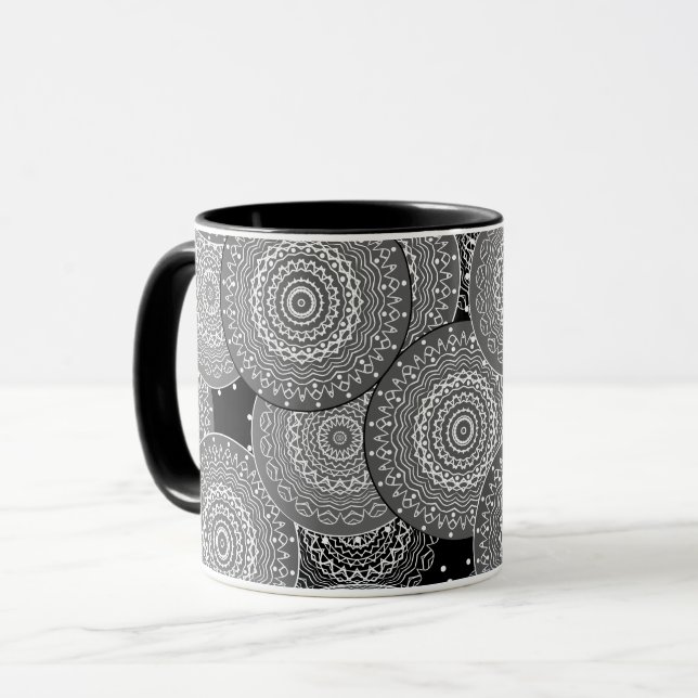 Abstrakte moderne geometrische Kreise runden Forme Tasse (Vorderseite Links)