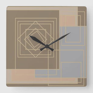 Abstrakte moderne geometrische Kunst Quadratische Wanduhr