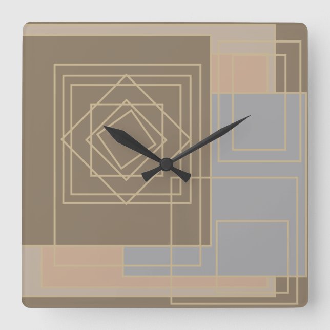 Abstrakte moderne geometrische Kunst Quadratische Wanduhr (Vorderseite)