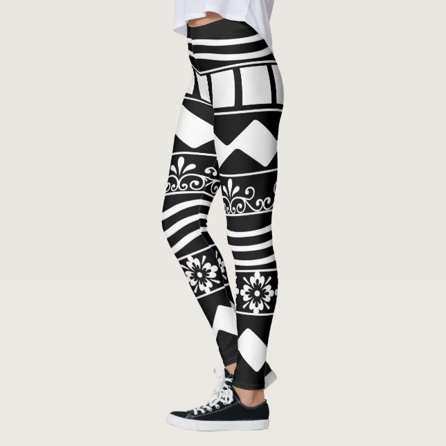 Abstrakte, moderne, geometrische Linien Leggings (Links)