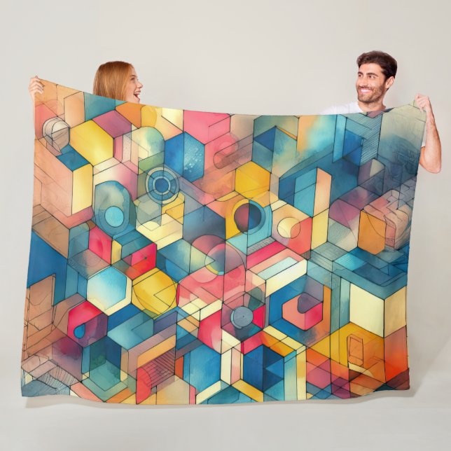 Abstrakte moderne geometrische Malerei Fleecedecke (Beispiel)