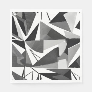 Abstrakte moderne geometrische Schwarz-Weiß-Aquare Serviette