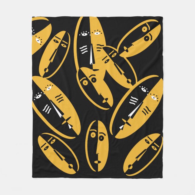 abstrakte moderne Gesichtsmuster Fleecedecke (Vorderseite)