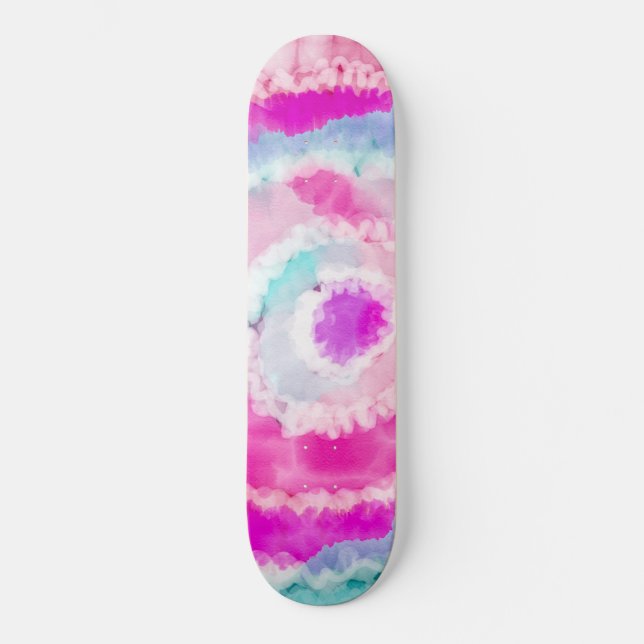 Abstrakte, moderne Girly Pink Gefärbte Krawatte Pa Skateboard (Vorderseite)