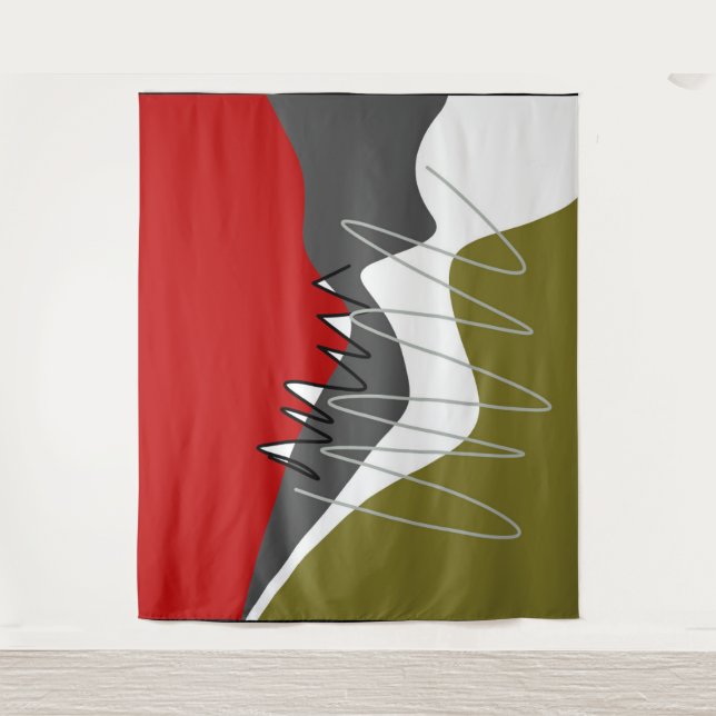 Abstrakte, moderne, kreative, applicke Kissen mit  Wandteppich (Vorderseite)