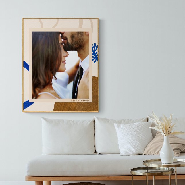 Abstrakte Moderne Kunst Beige Blaues Foto Poster (Von Creator hochgeladen)